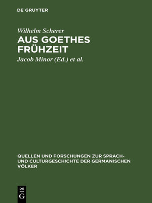 cover image of Aus Goethes Frühzeit